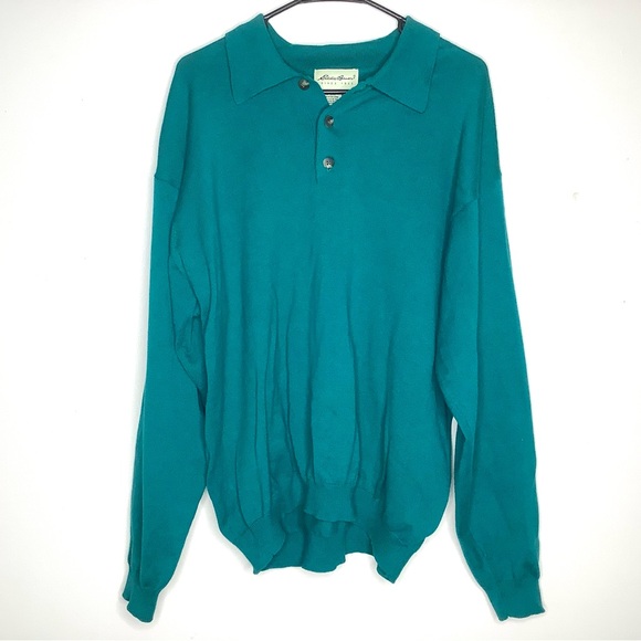 Eddie Bauer Other - < Vintage Eddie Bauer Teal Collared Sweater >